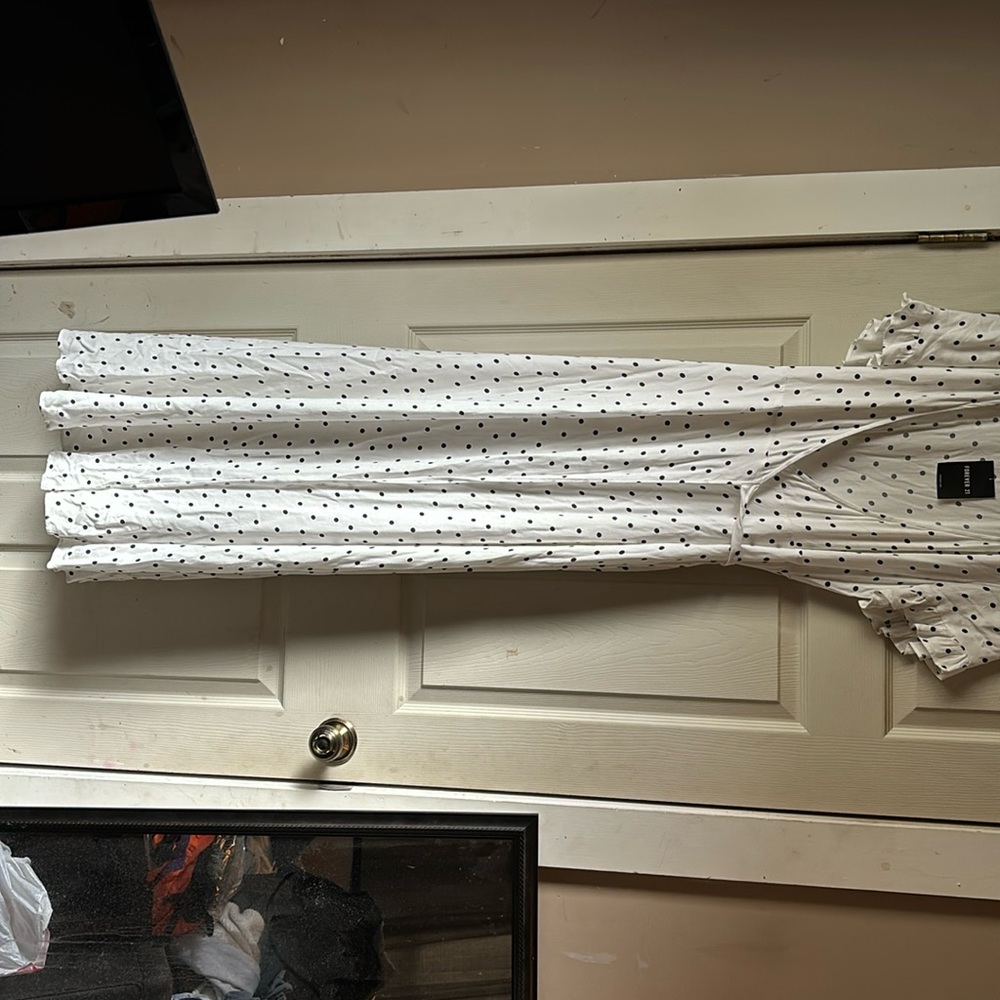 White with black polka dots wrap dress